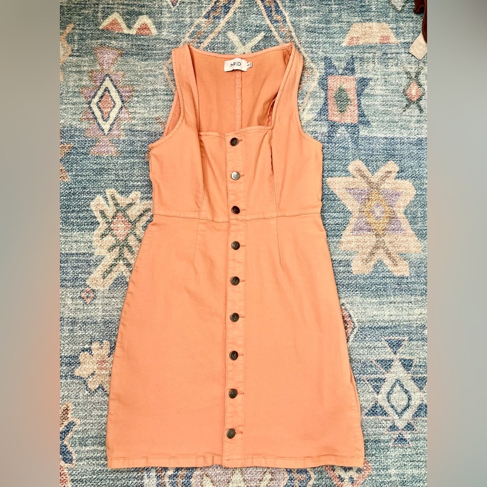 Peach Button-Down Mini Dress